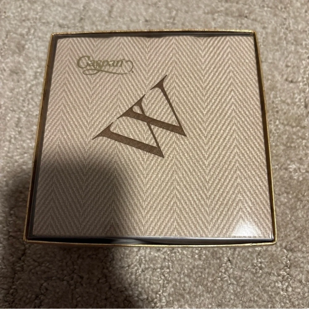 Caspari Napkin Box Cocktail Airlaid Initial W 30 Ct Jute Natural Paper Linen